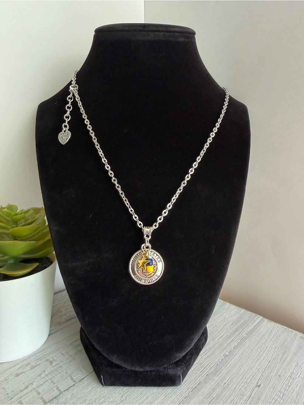 US Air Force Blue & Yellow Necklace 18-20" - Handmade, Hero Gift, USAF Gift